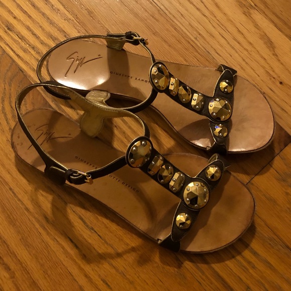 Giuseppe Zanotti Design Brown Jeweled Sandals - Picture 2 of 3